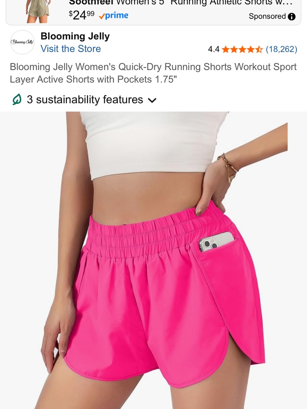 Blooming Jelly Women's Hot Pink Athletic Running Shorts with Pocket